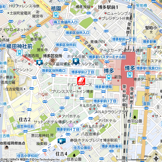 博多駅博多口付近の地図